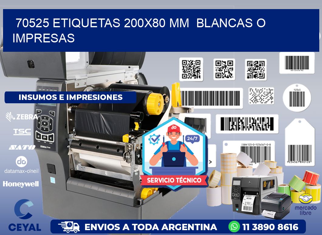 70525 ETIQUETAS 200x80 mm  BLANCAS O IMPRESAS