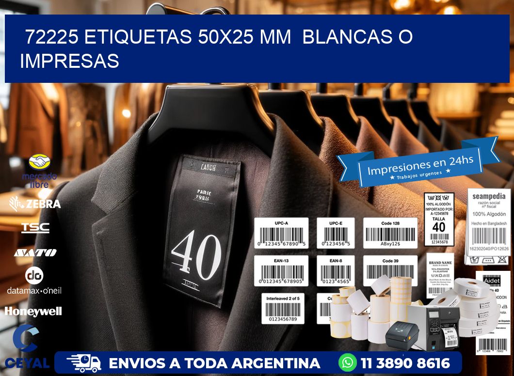 72225 ETIQUETAS 50x25 mm  BLANCAS O IMPRESAS