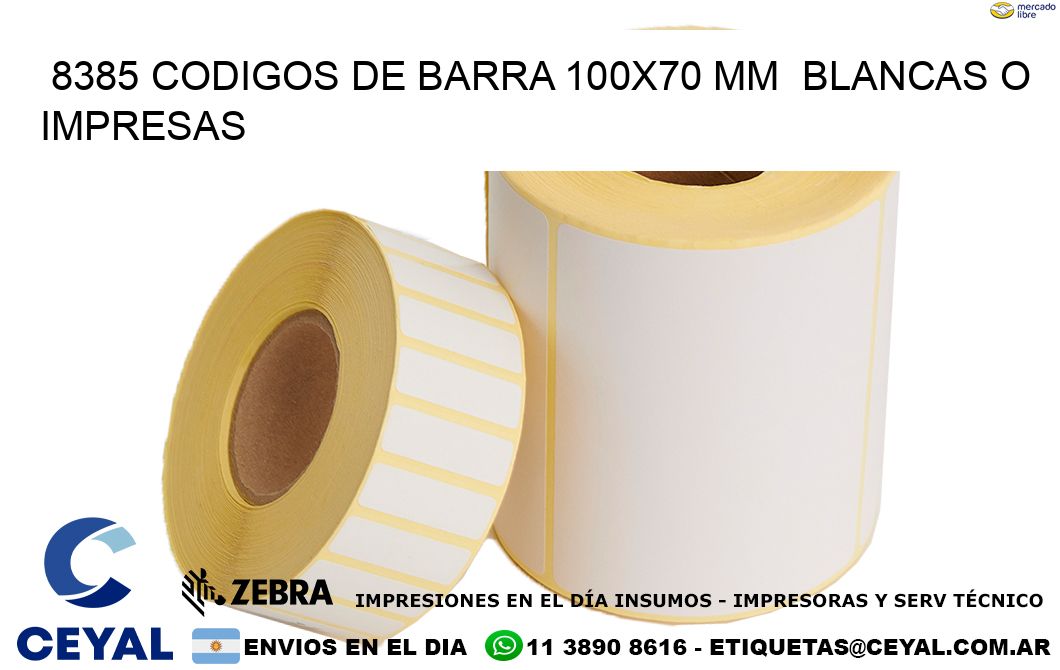 8385 CODIGOS DE BARRA 100x70 mm  BLANCAS O IMPRESAS
