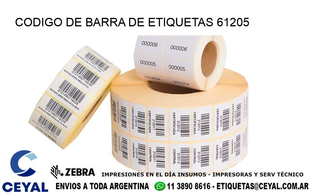 CODIGO DE BARRA DE ETIQUETAS 61205