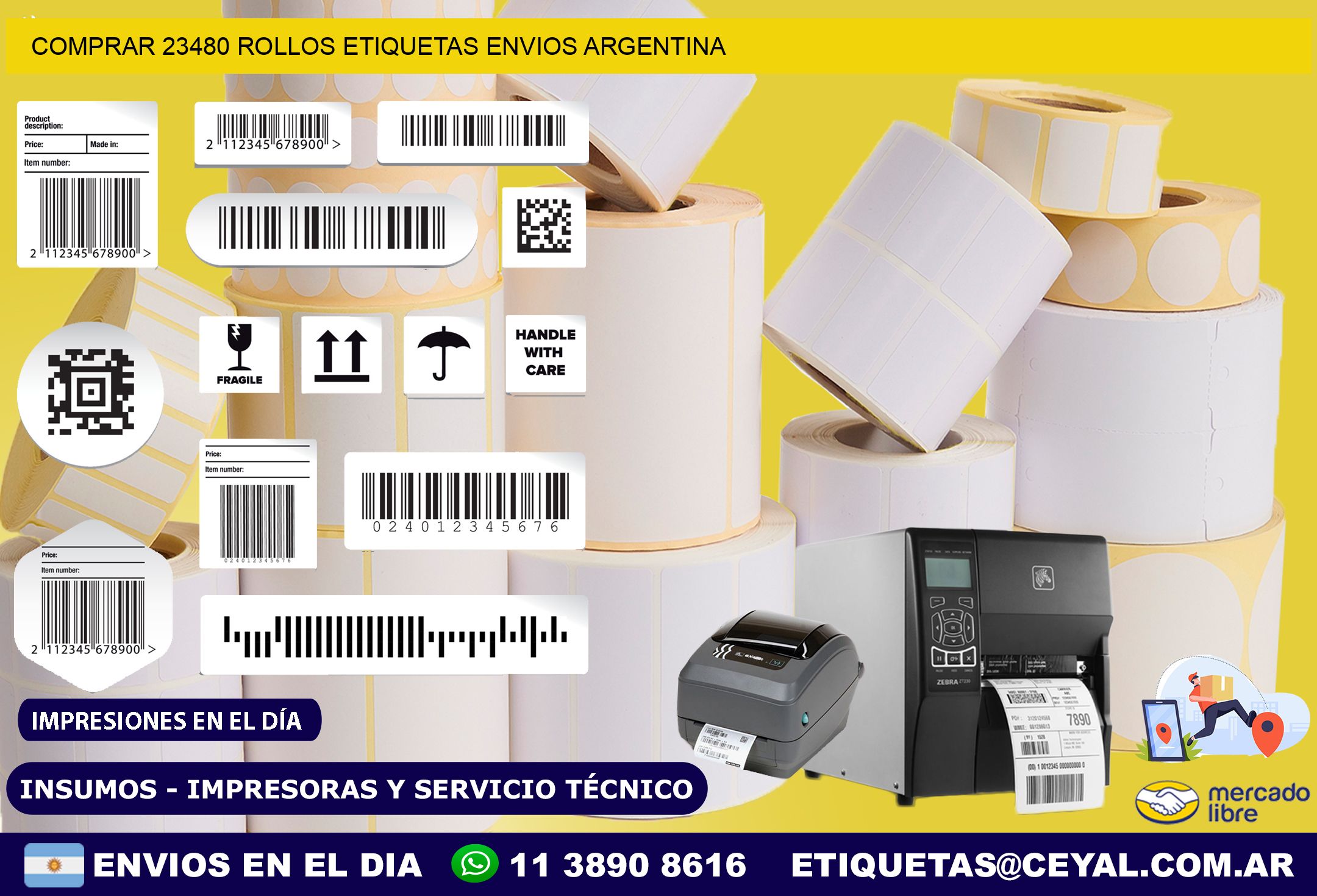 COMPRAR 23480 ROLLOS ETIQUETAS ENVIOS ARGENTINA