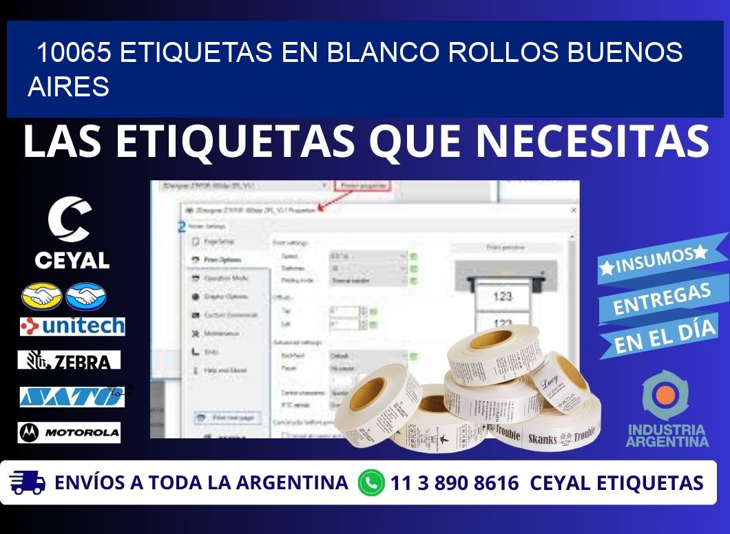 10065 ETIQUETAS EN BLANCO ROLLOS BUENOS AIRES