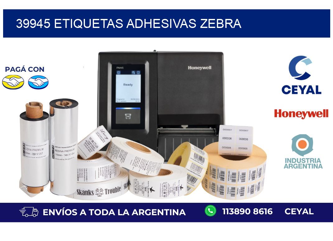 39945 ETIQUETAS ADHESIVAS ZEBRA