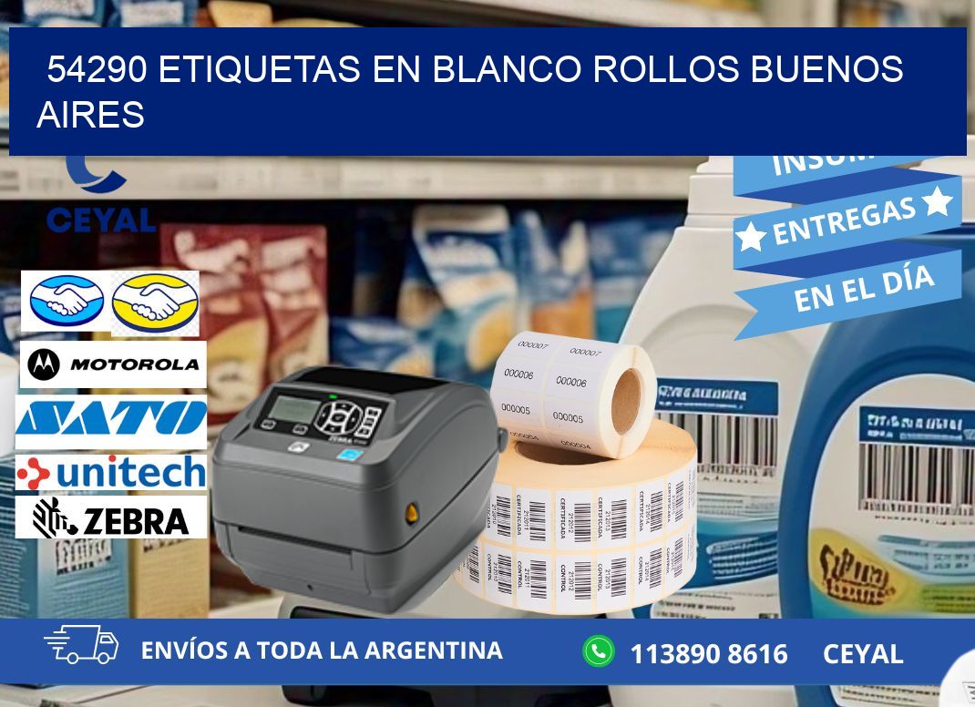 54290 ETIQUETAS EN BLANCO ROLLOS BUENOS AIRES