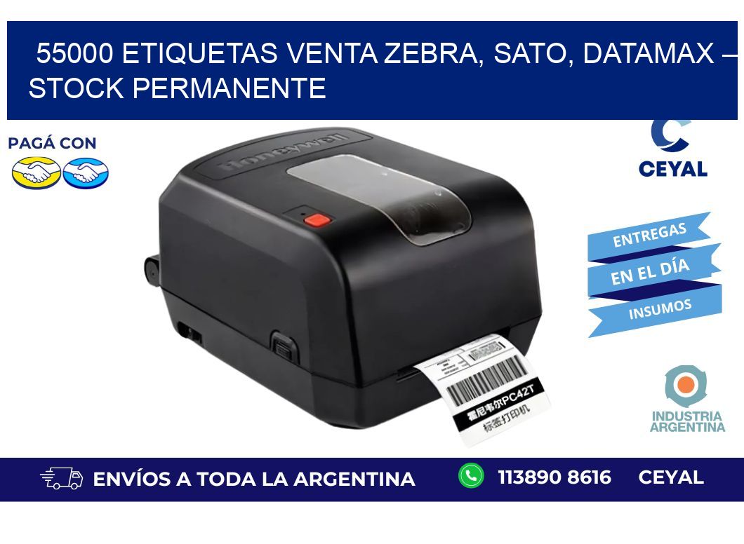 55000 etiquetas Venta Zebra, SATO, Datamax – Stock Permanente