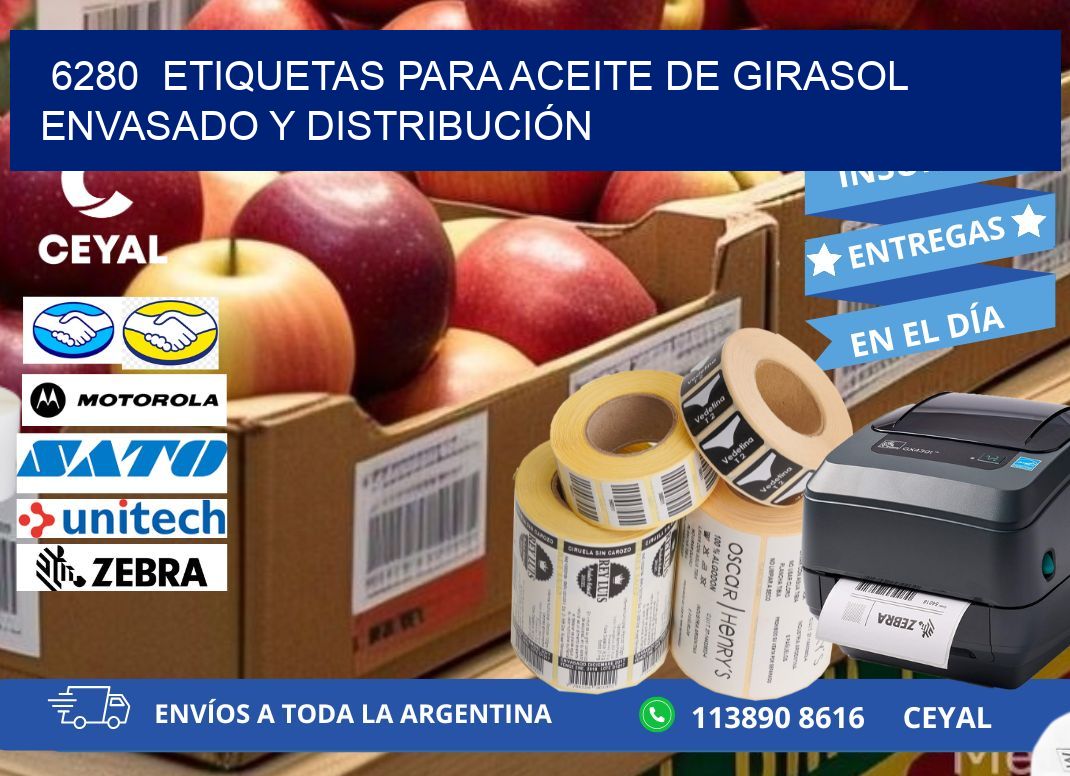 6280  ETIQUETAS PARA ACEITE DE GIRASOL ENVASADO Y DISTRIBUCIÓN