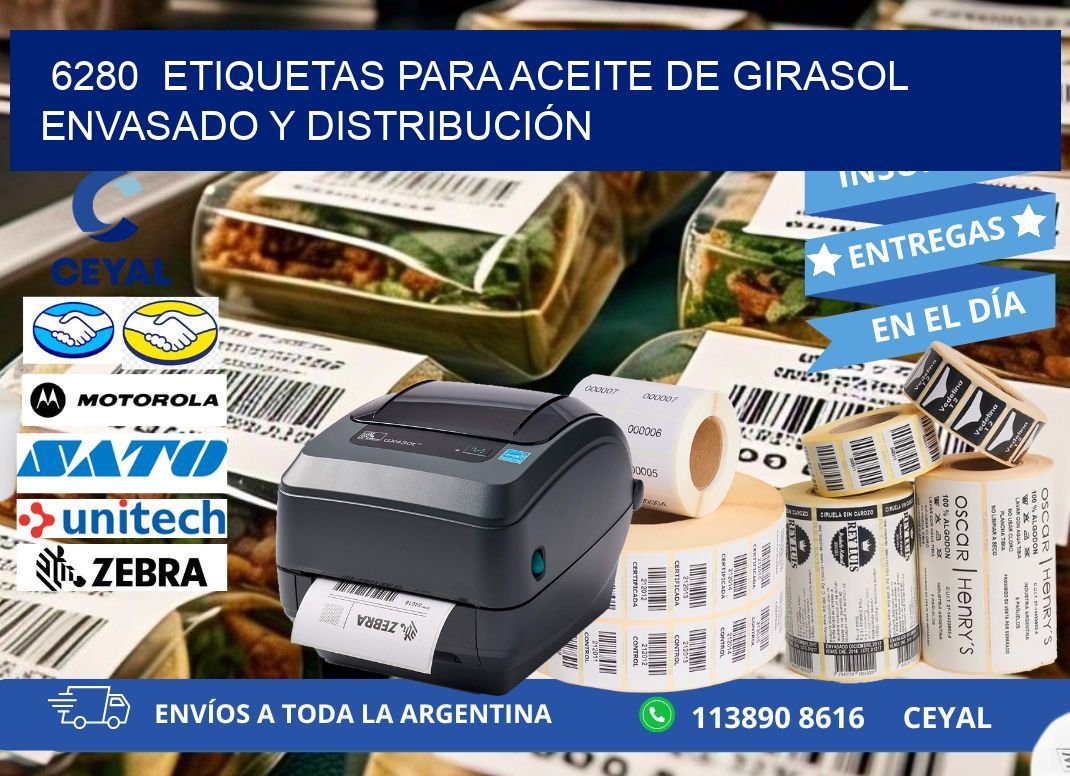 6280  ETIQUETAS PARA ACEITE DE GIRASOL ENVASADO Y DISTRIBUCIÓN