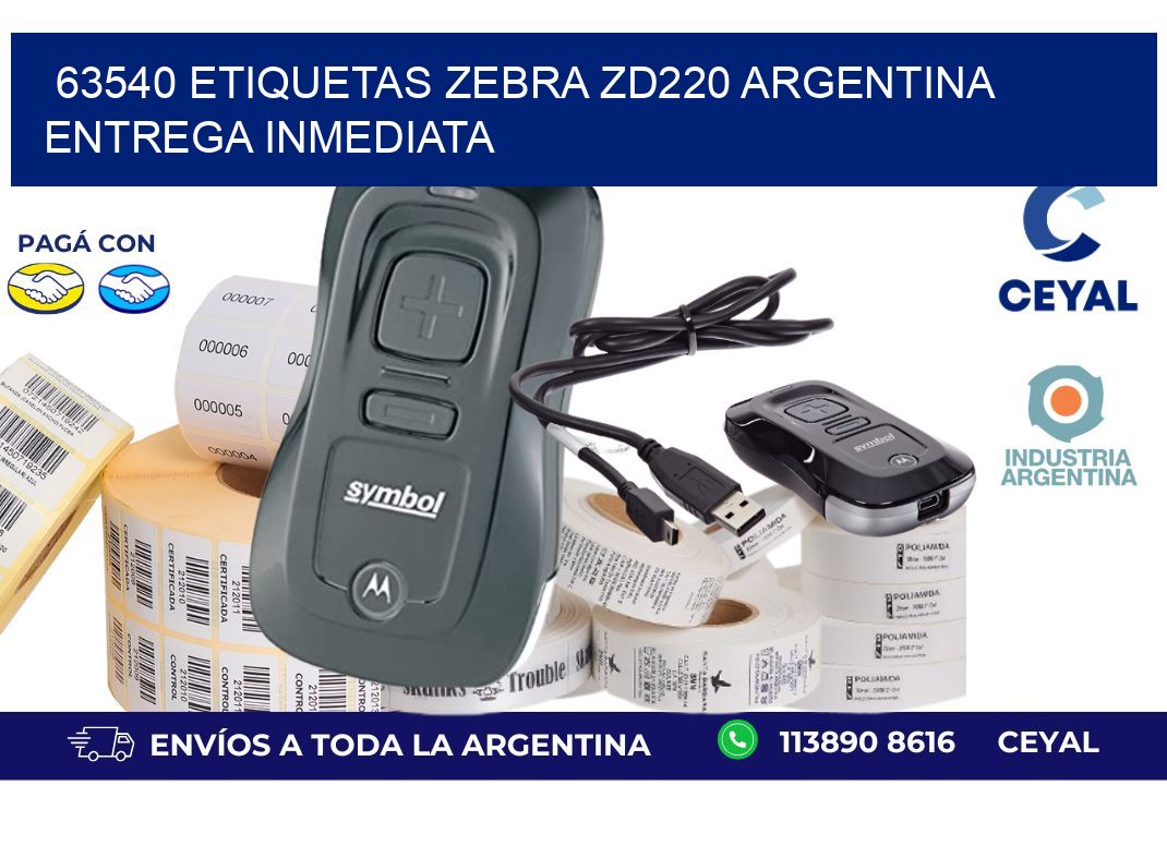 63540 etiquetas zebra zd220 ARGENTINA ENTREGA INMEDIATA