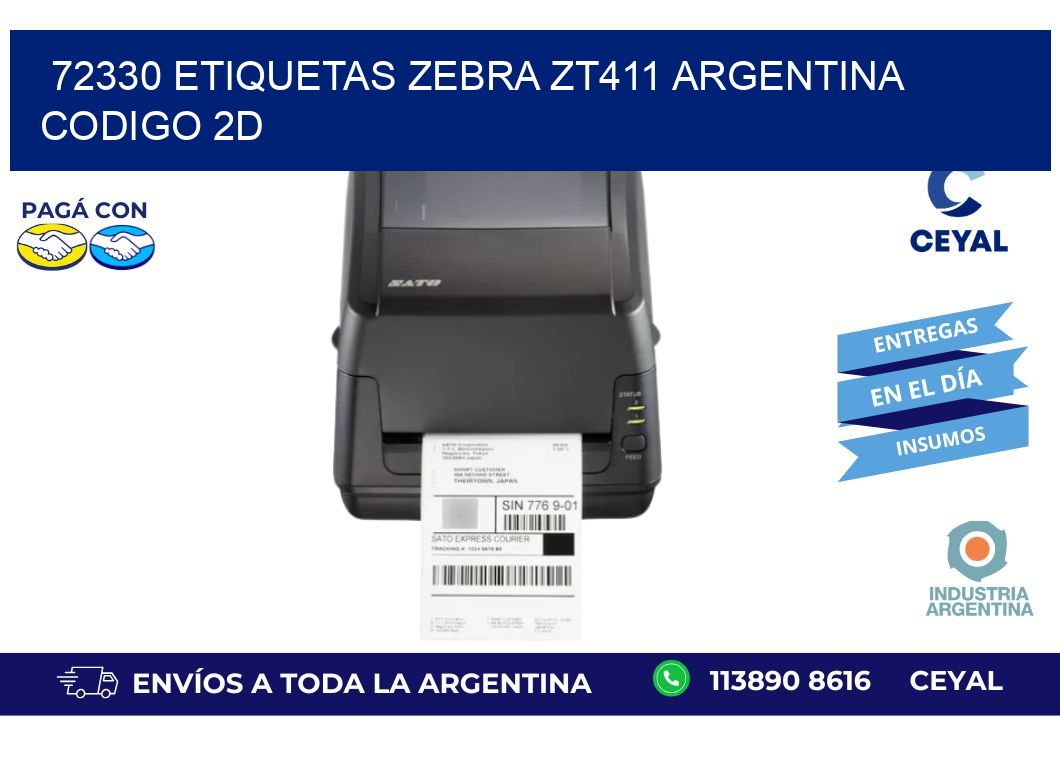 72330 etiquetas zebra zt411 argentina CODIGO 2D