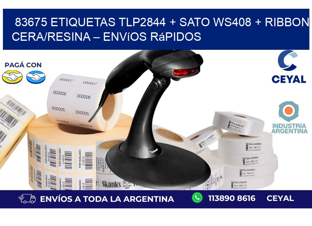 83675 ETIQUETAS TLP2844 + SATO WS408 + Ribbon Cera/Resina – Envíos rápidos