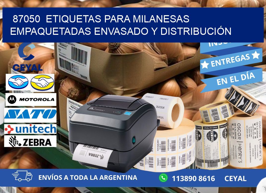 87050  ETIQUETAS PARA MILANESAS EMPAQUETADAS ENVASADO Y DISTRIBUCIÓN
