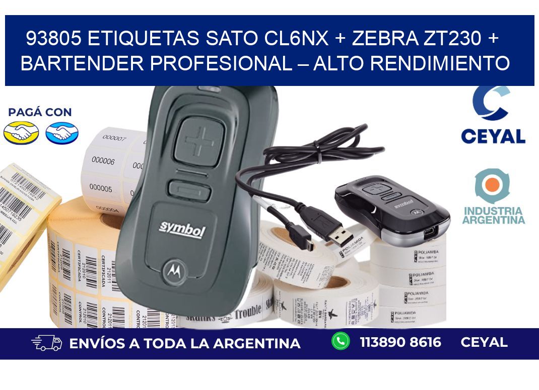 93805 ETIQUETAS SATO CL6NX + Zebra ZT230 + BarTender Profesional – Alto rendimiento