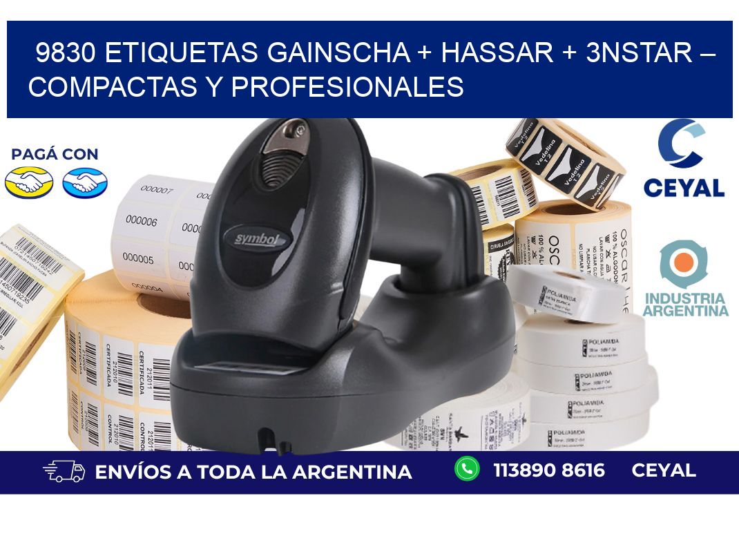 9830 etiquetas Gainscha + Hassar + 3nStar – Compactas y Profesionales