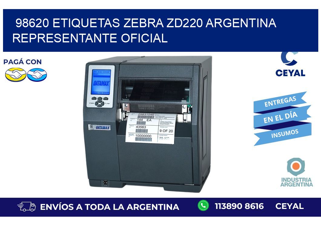 98620 etiquetas zebra zd220 argentina REPRESENTANTE OFICIAL