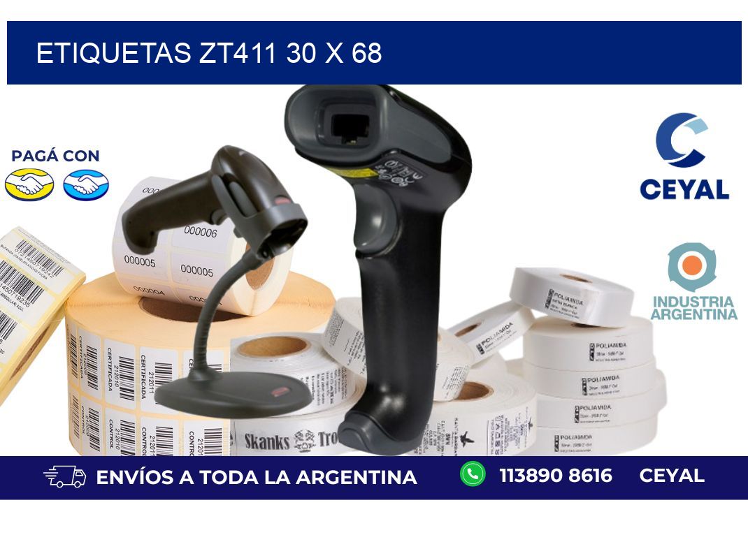 etiquetas zt411 30 x 68