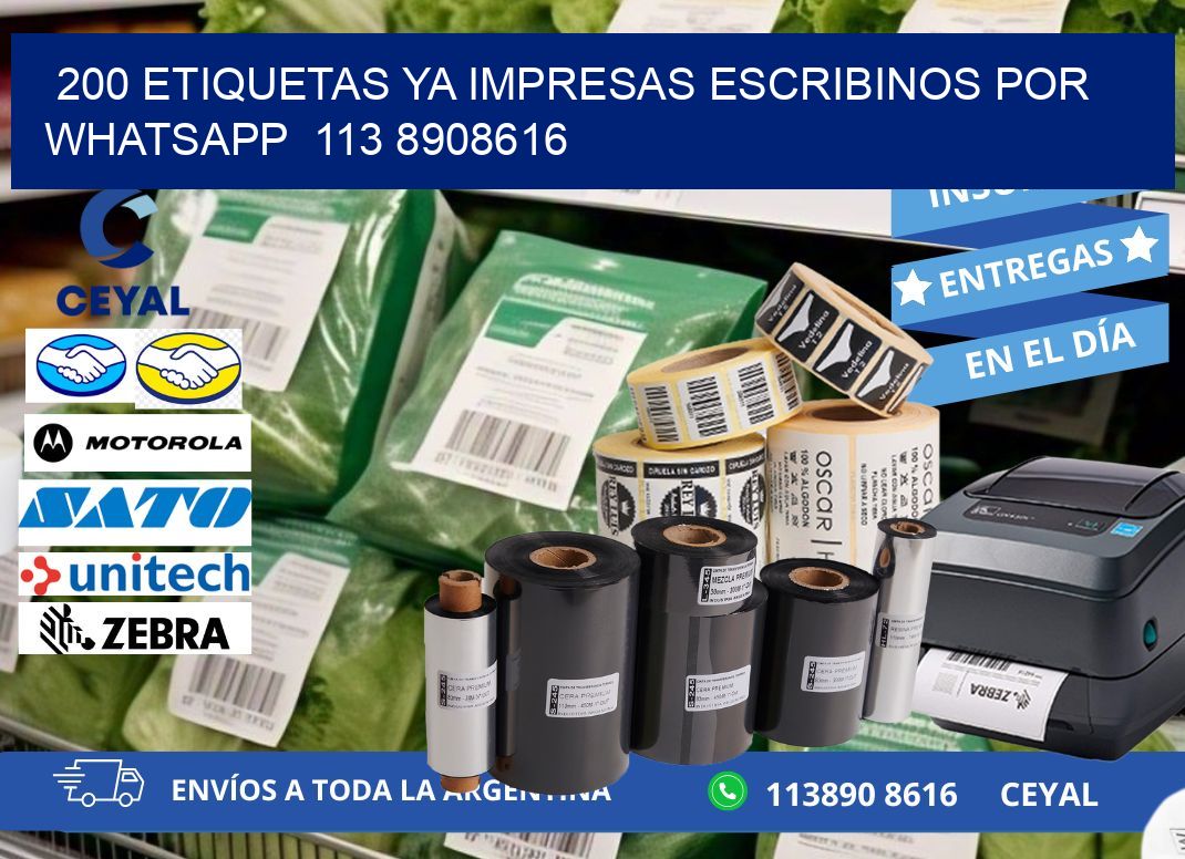 200 ETIQUETAS YA IMPRESAS ESCRIBINOS POR WHATSAPP  113 8908616