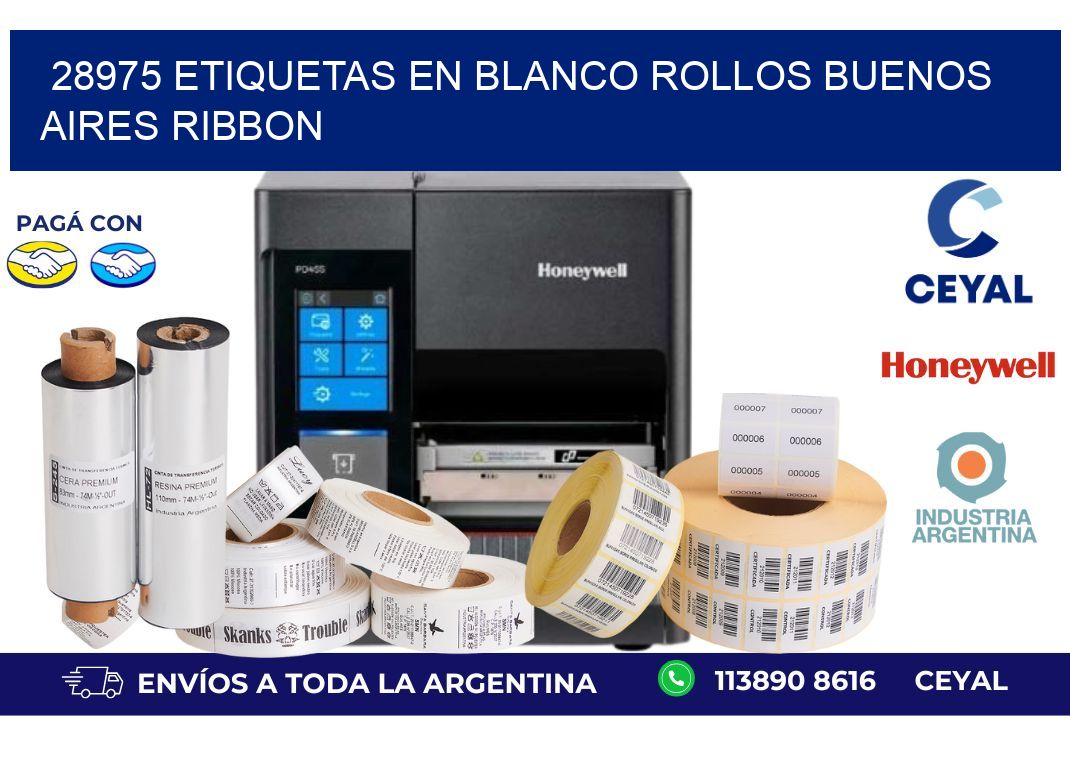 28975 ETIQUETAS EN BLANCO ROLLOS BUENOS AIRES RIBBON