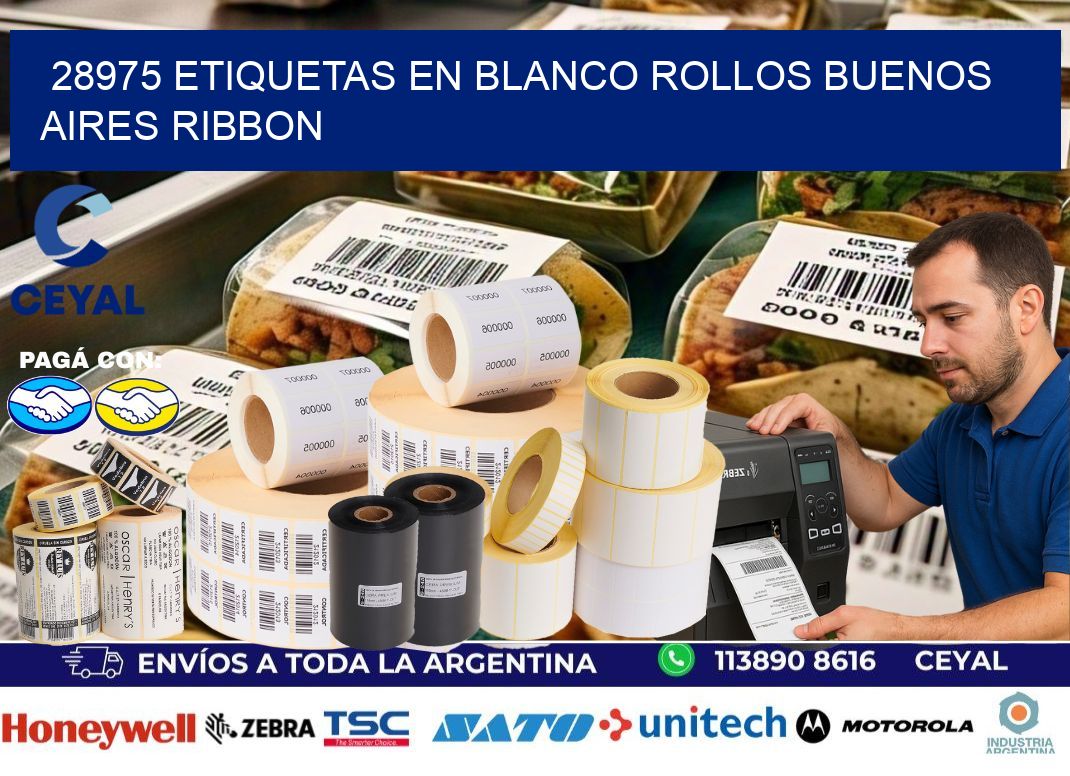 28975 ETIQUETAS EN BLANCO ROLLOS BUENOS AIRES RIBBON