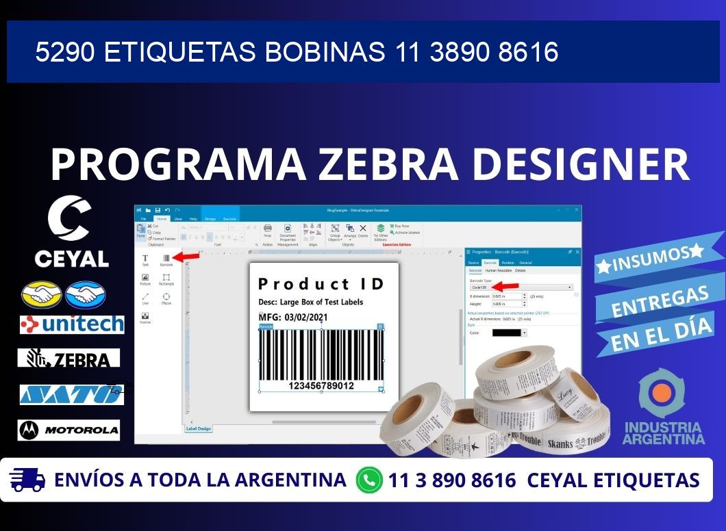 5290 ETIQUETAS BOBINAS 11 3890 8616