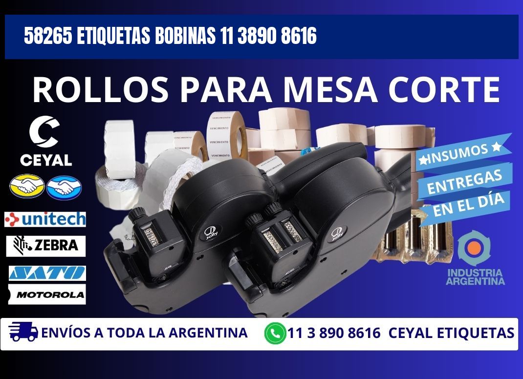 58265 ETIQUETAS BOBINAS 11 3890 8616