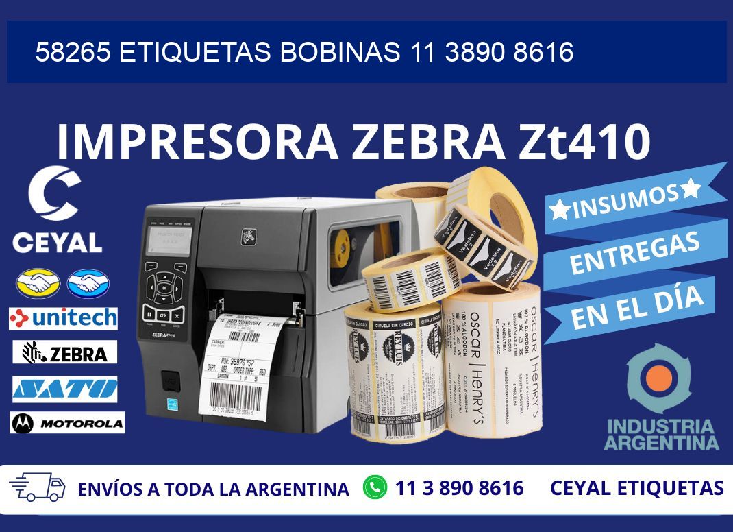58265 ETIQUETAS BOBINAS 11 3890 8616