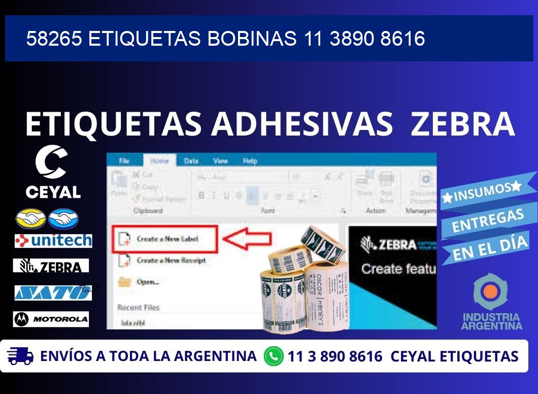 58265 ETIQUETAS BOBINAS 11 3890 8616