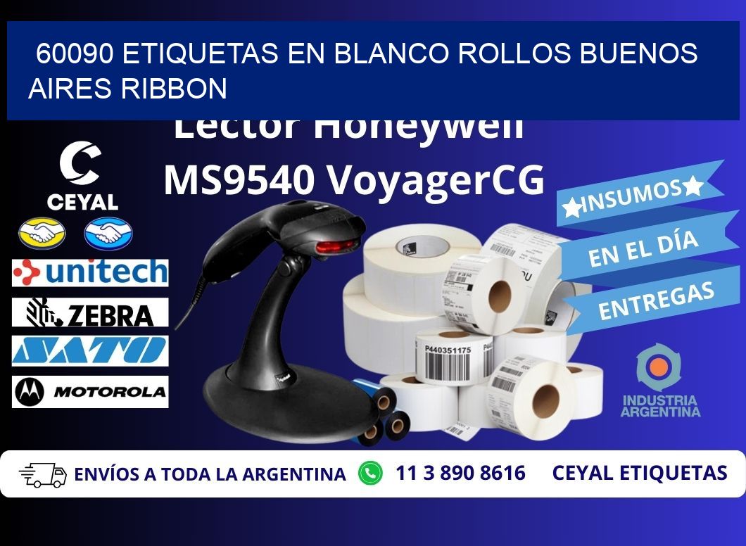 60090 ETIQUETAS EN BLANCO ROLLOS BUENOS AIRES RIBBON