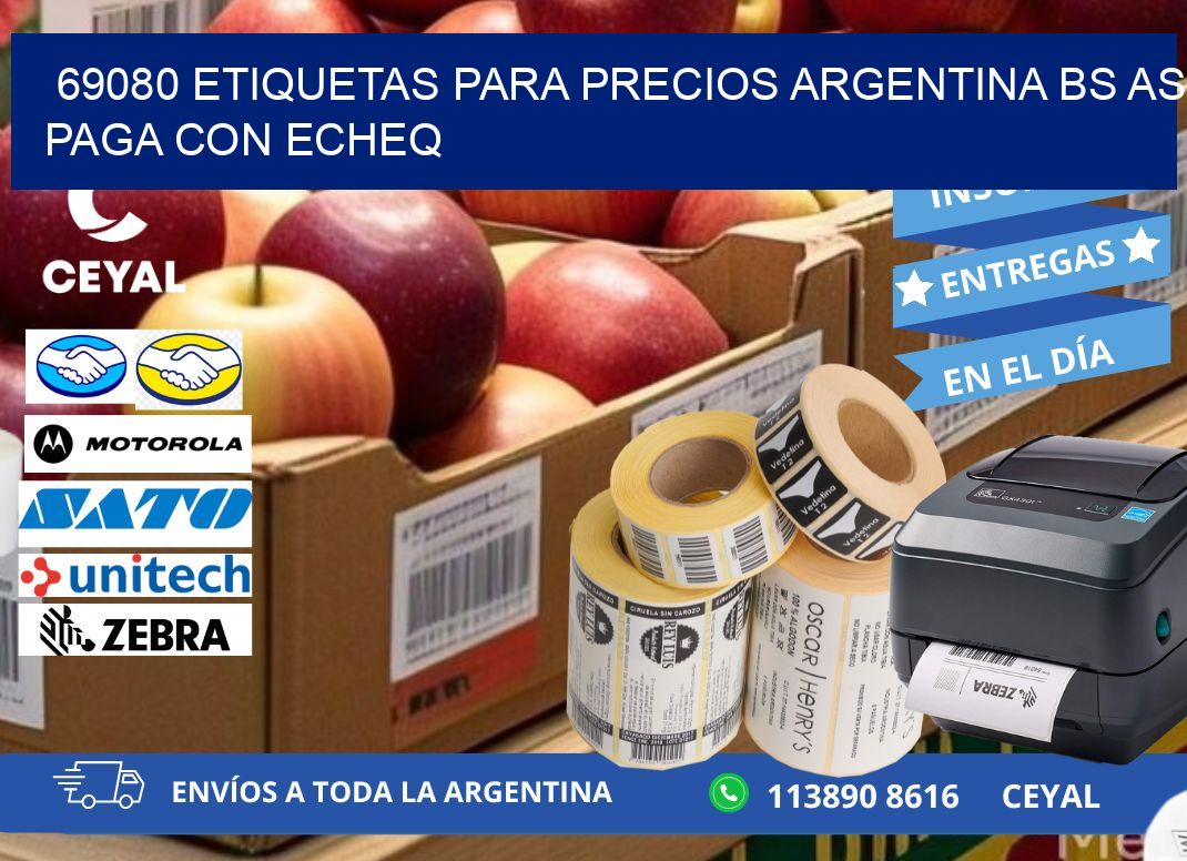 69080 ETIQUETAS PARA PRECIOS ARGENTINA BS AS PAGA CON ECHEQ