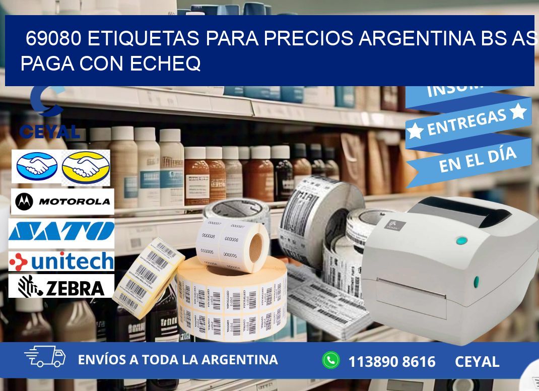 69080 ETIQUETAS PARA PRECIOS ARGENTINA BS AS PAGA CON ECHEQ