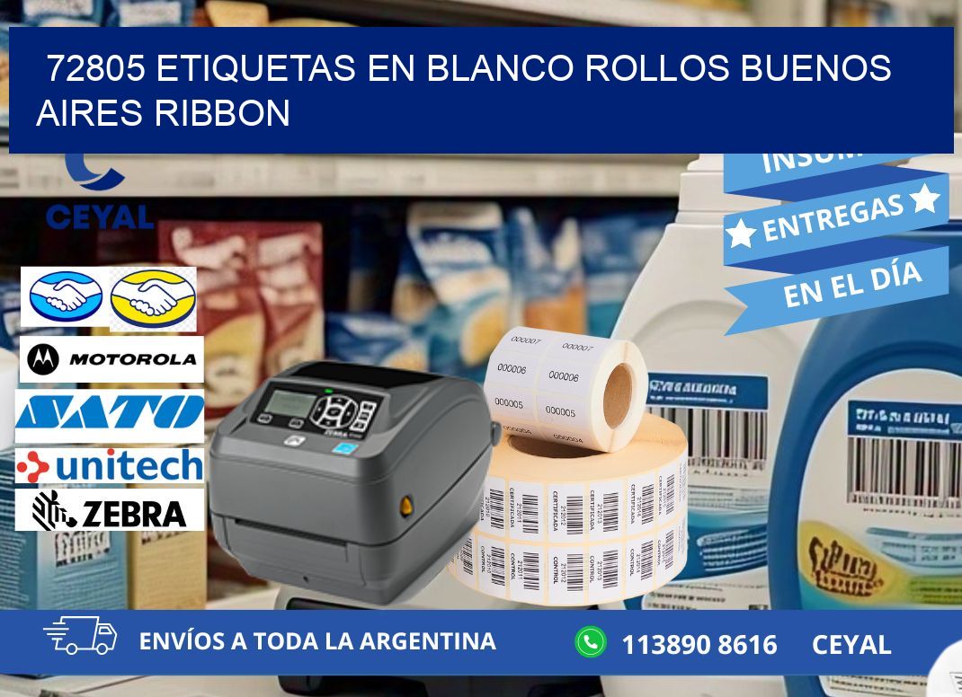72805 ETIQUETAS EN BLANCO ROLLOS BUENOS AIRES RIBBON