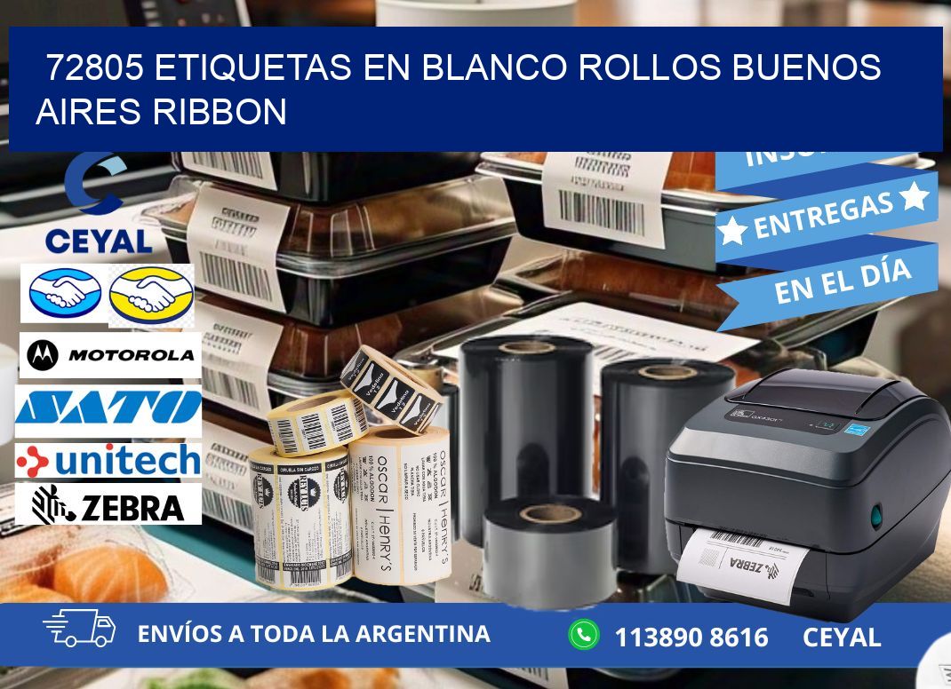 72805 ETIQUETAS EN BLANCO ROLLOS BUENOS AIRES RIBBON