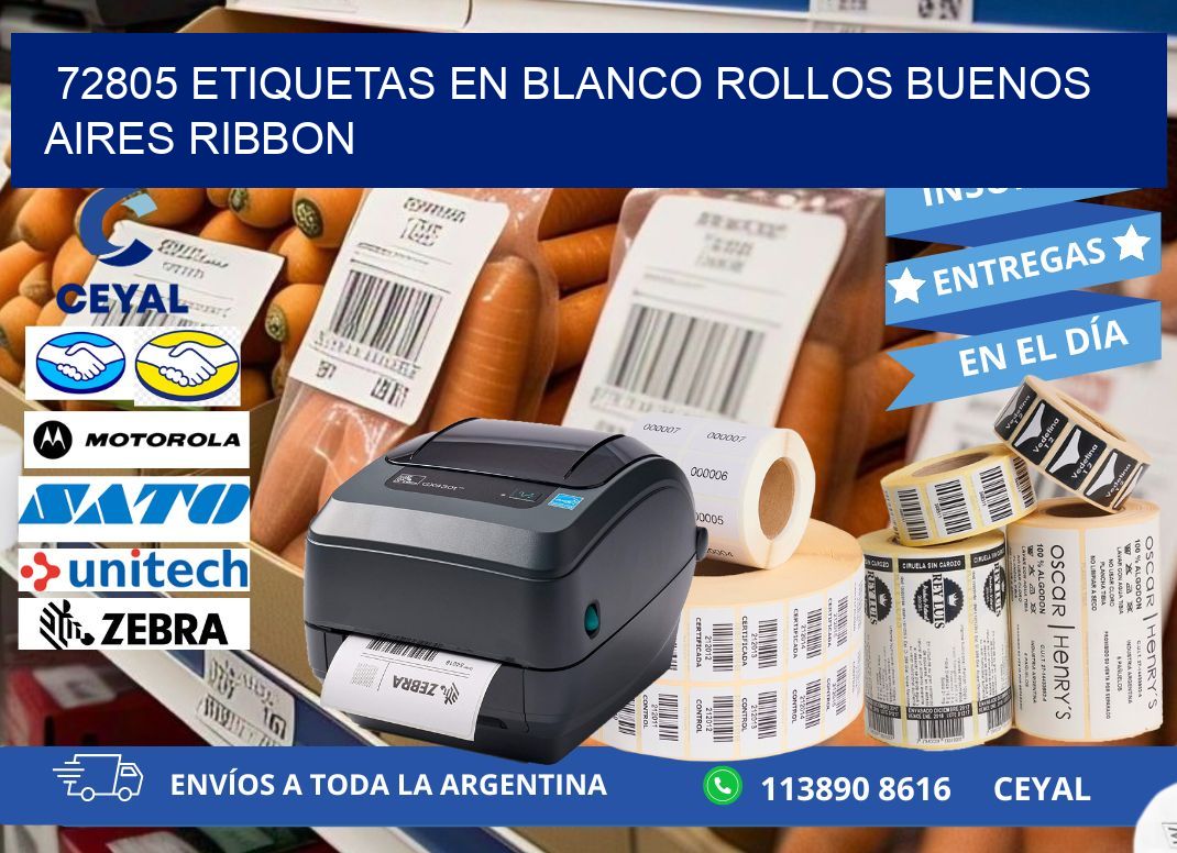 72805 ETIQUETAS EN BLANCO ROLLOS BUENOS AIRES RIBBON