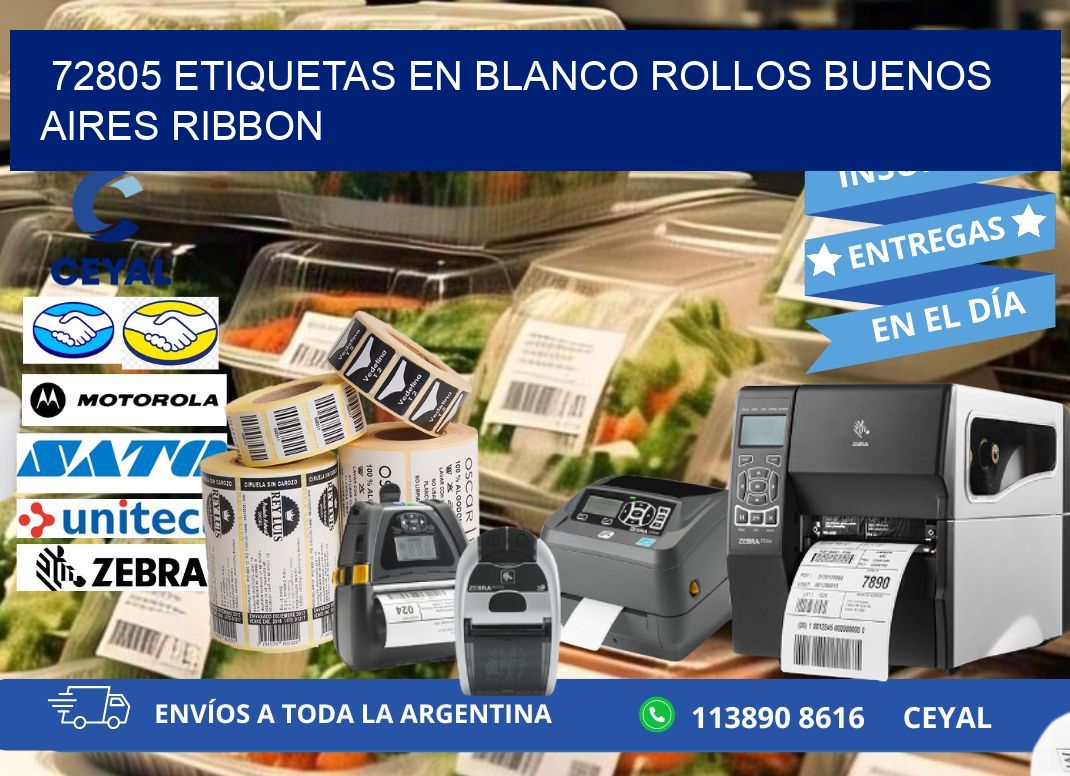 72805 ETIQUETAS EN BLANCO ROLLOS BUENOS AIRES RIBBON