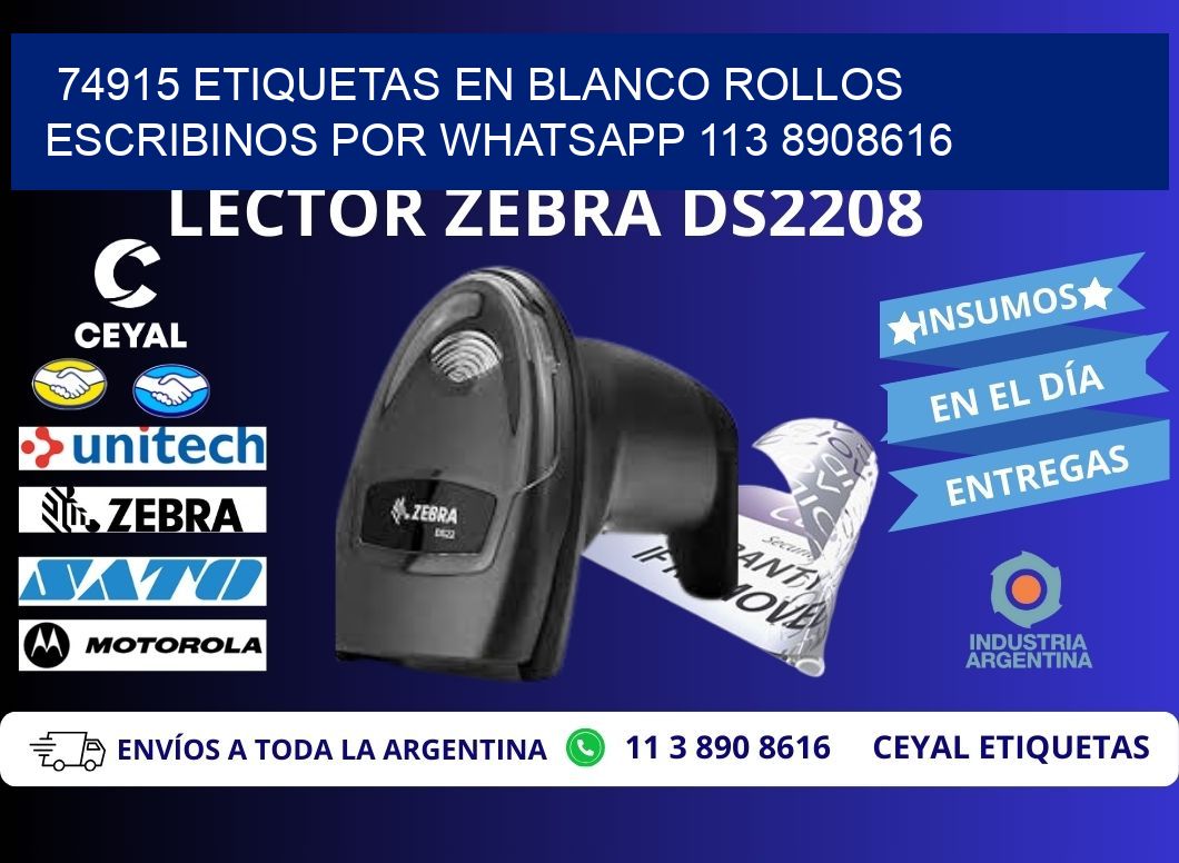 74915 ETIQUETAS EN BLANCO ROLLOS ESCRIBINOS POR WHATSAPP 113 8908616
