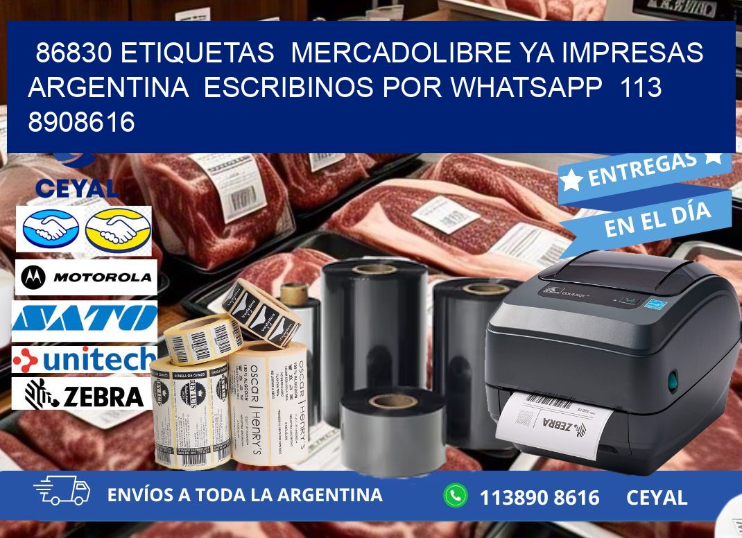 86830 ETIQUETAS  MERCADOLIBRE YA IMPRESAS ARGENTINA  ESCRIBINOS POR WHATSAPP  113 8908616