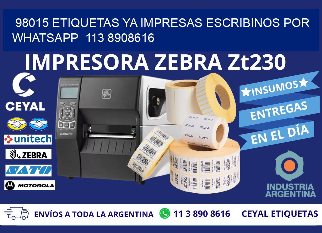 98015 ETIQUETAS YA IMPRESAS ESCRIBINOS POR WHATSAPP  113 8908616