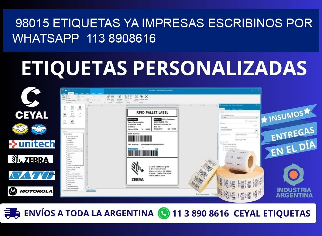 98015 ETIQUETAS YA IMPRESAS ESCRIBINOS POR WHATSAPP  113 8908616