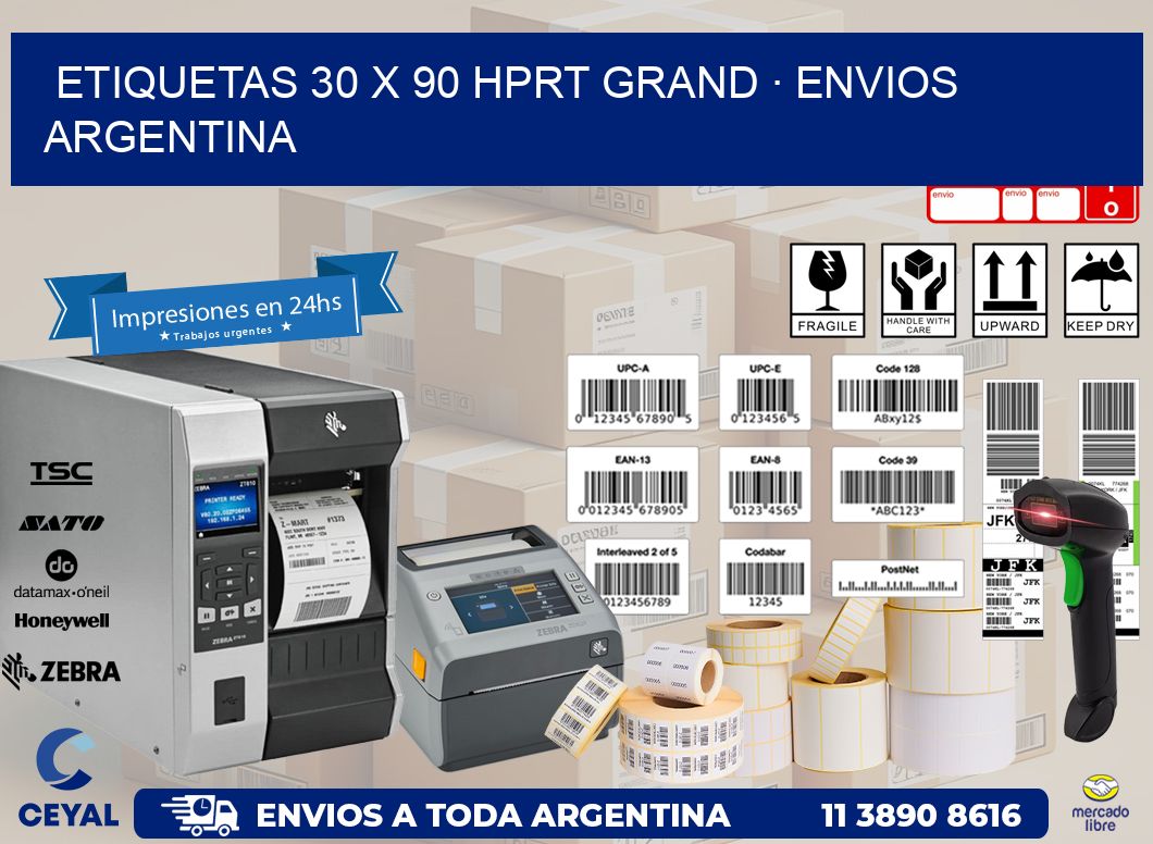 ETIQUETAS 30 x 90 HPRT GRAND · ENVIOS ARGENTINA