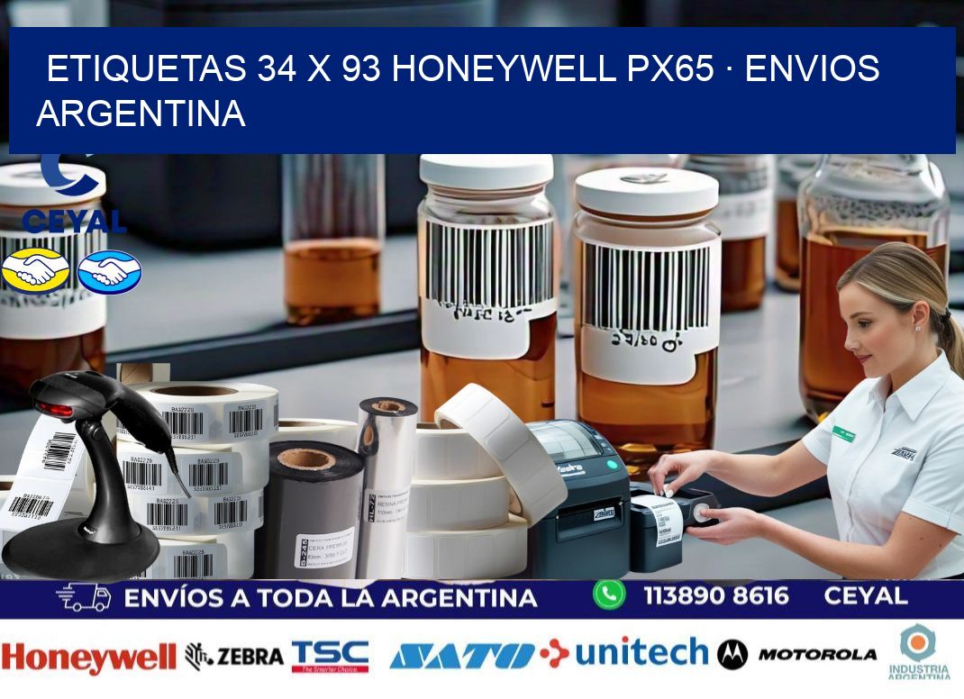 ETIQUETAS 34 x 93 HONEYWELL PX65 · ENVIOS ARGENTINA