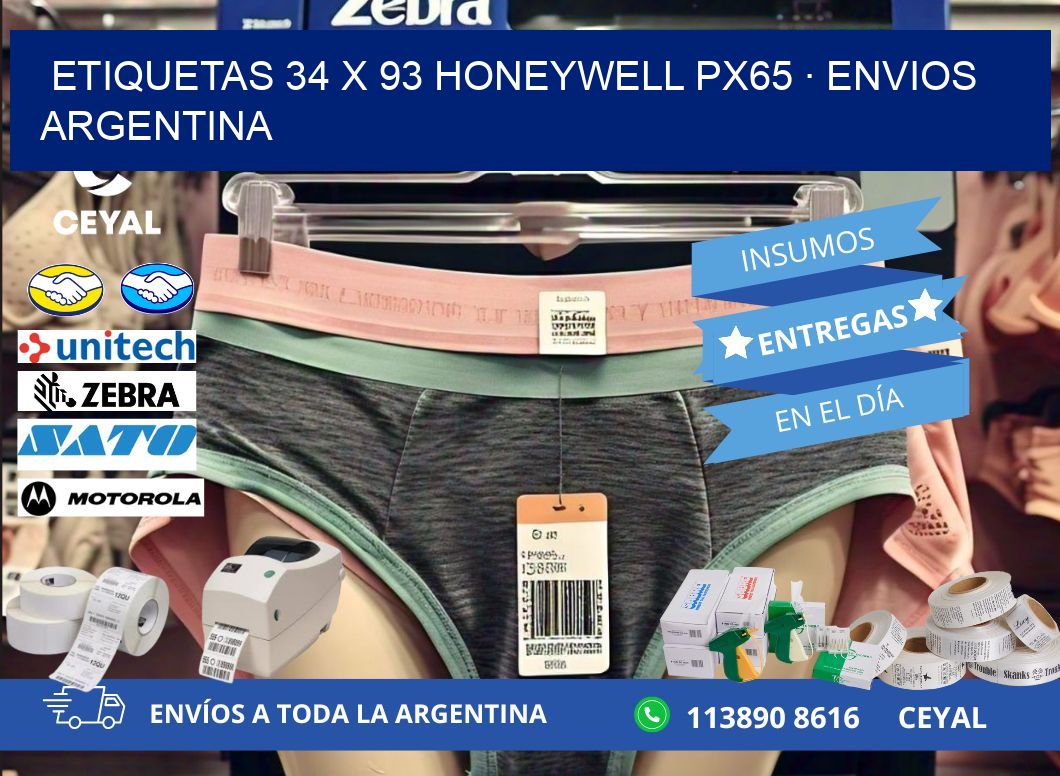 ETIQUETAS 34 x 93 HONEYWELL PX65 · ENVIOS ARGENTINA