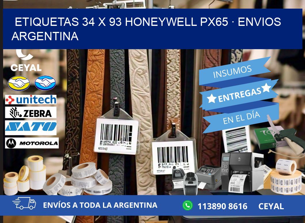 ETIQUETAS 34 x 93 HONEYWELL PX65 · ENVIOS ARGENTINA