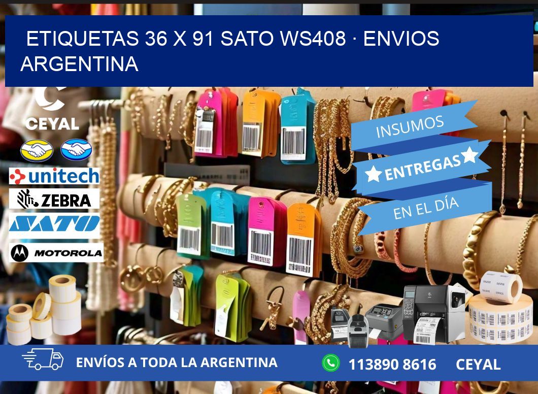 ETIQUETAS 36 x 91 SATO WS408 · ENVIOS ARGENTINA