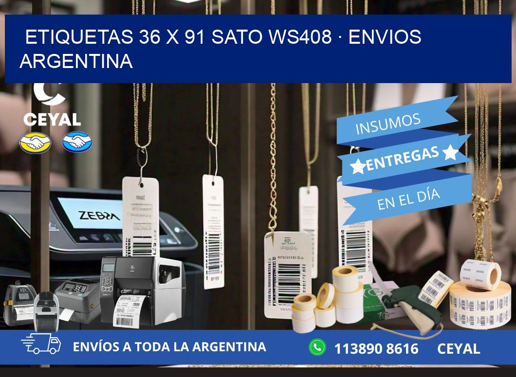 ETIQUETAS 36 x 91 SATO WS408 · ENVIOS ARGENTINA