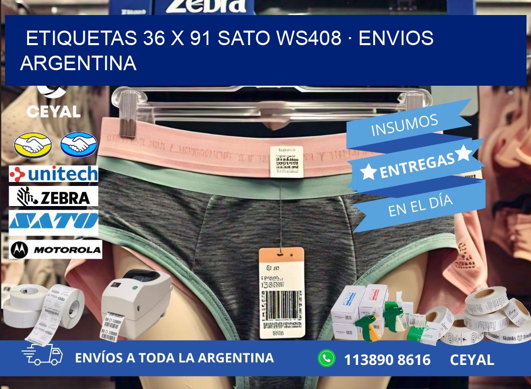 ETIQUETAS 36 x 91 SATO WS408 · ENVIOS ARGENTINA