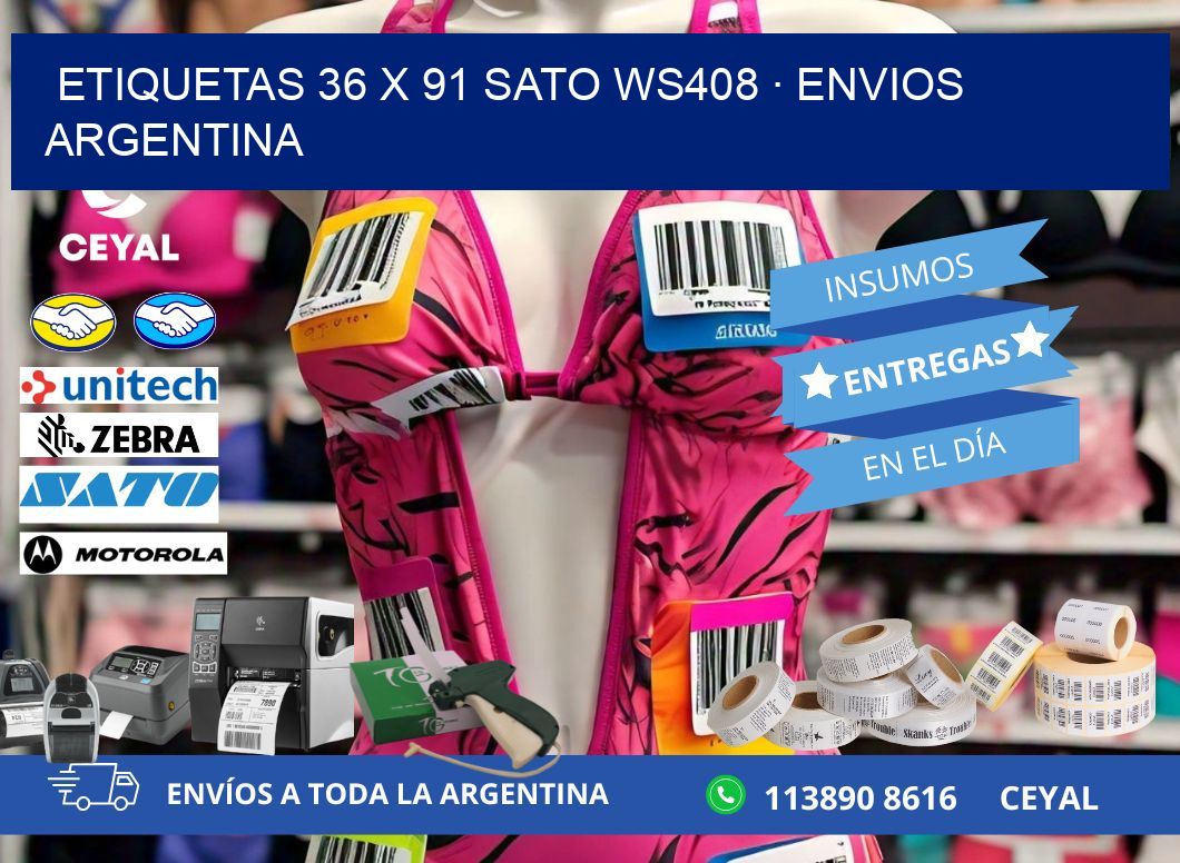 ETIQUETAS 36 x 91 SATO WS408 · ENVIOS ARGENTINA