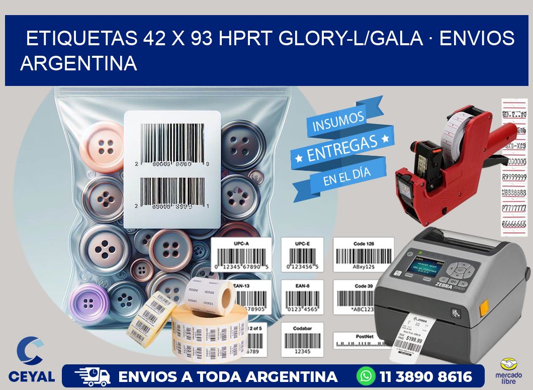 ETIQUETAS 42 x 93 HPRT GLORY-L/GALA · ENVIOS ARGENTINA