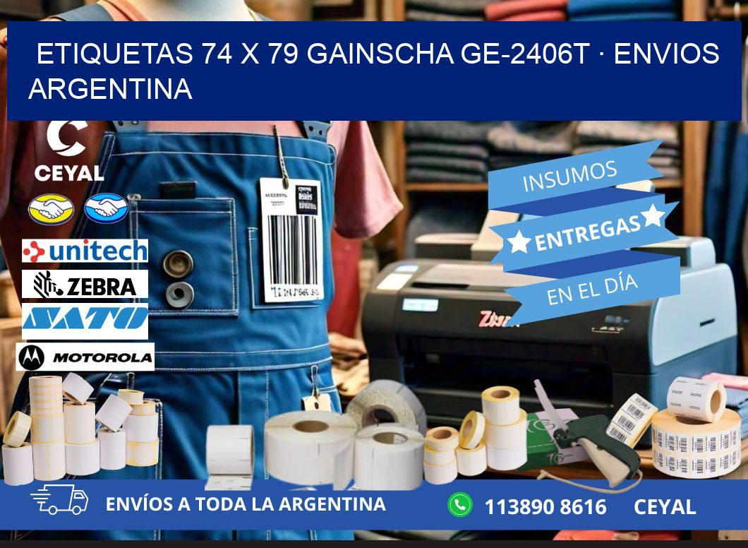 ETIQUETAS 74 x 79 GAINSCHA GE-2406T · ENVIOS ARGENTINA