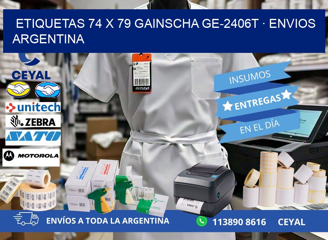 ETIQUETAS 74 x 79 GAINSCHA GE-2406T · ENVIOS ARGENTINA
