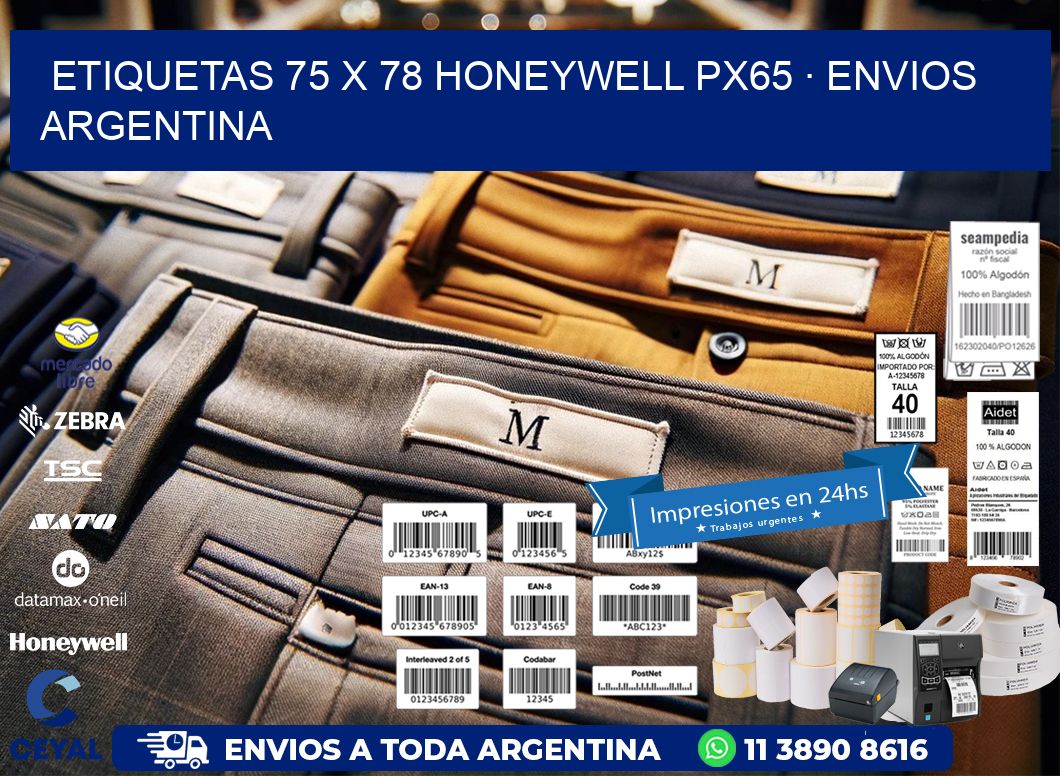 ETIQUETAS 75 x 78 HONEYWELL PX65 · ENVIOS ARGENTINA