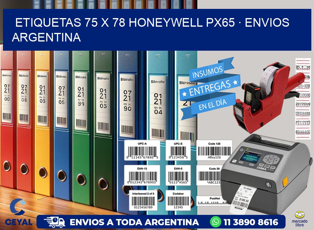 ETIQUETAS 75 x 78 HONEYWELL PX65 · ENVIOS ARGENTINA